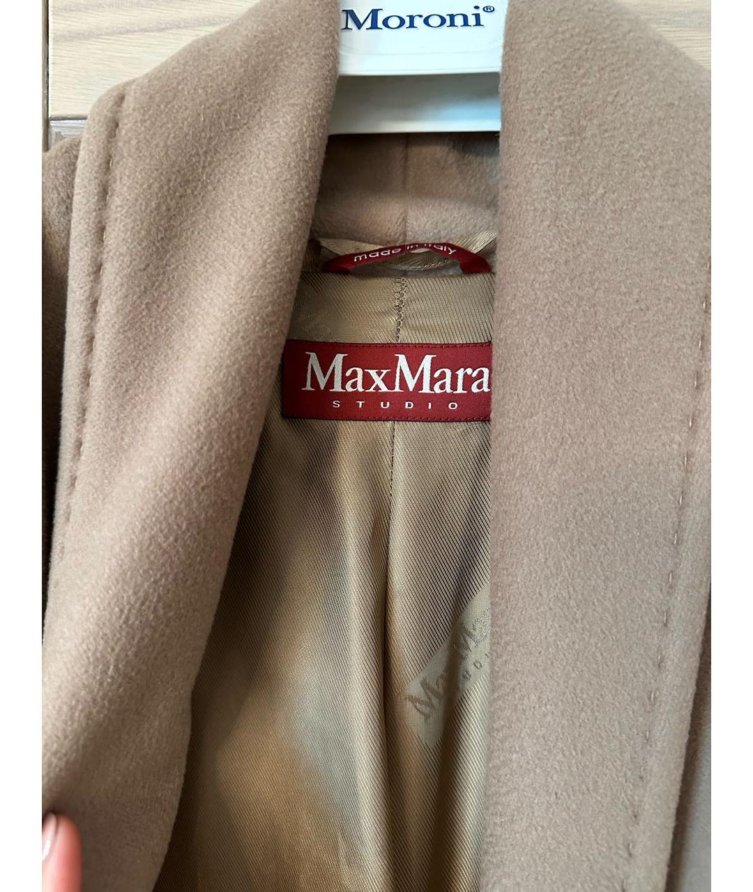MAX MARA STUDIO Бежевое шерстяное пальто, фото 4