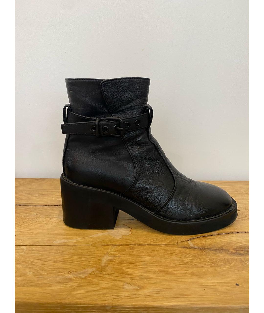 MM6 MAISON MARGIELA Черные кожаные полусапоги, фото 9
