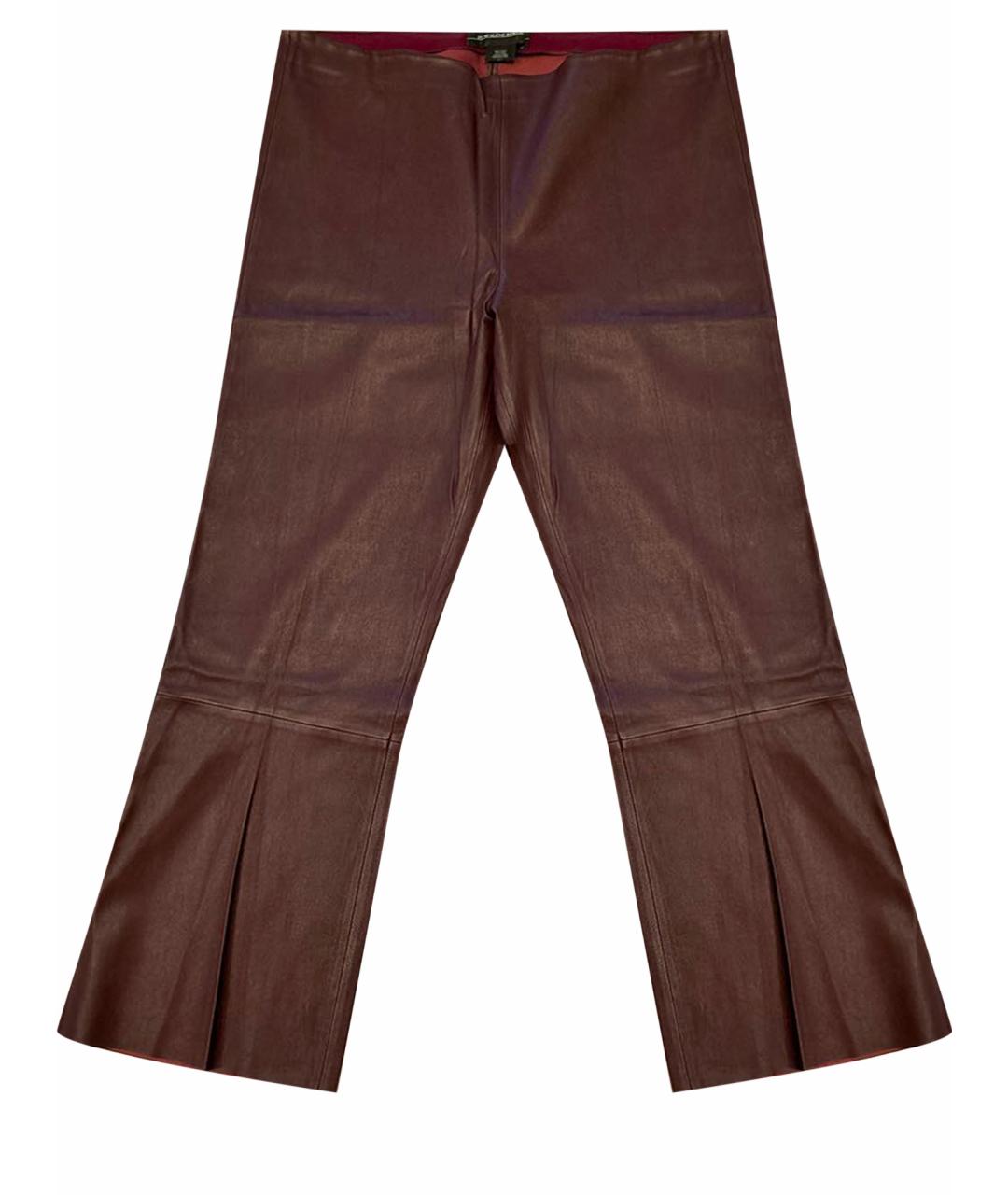 BY MALENE BIRGER Бордовые кожаные прямые брюки, фото 1