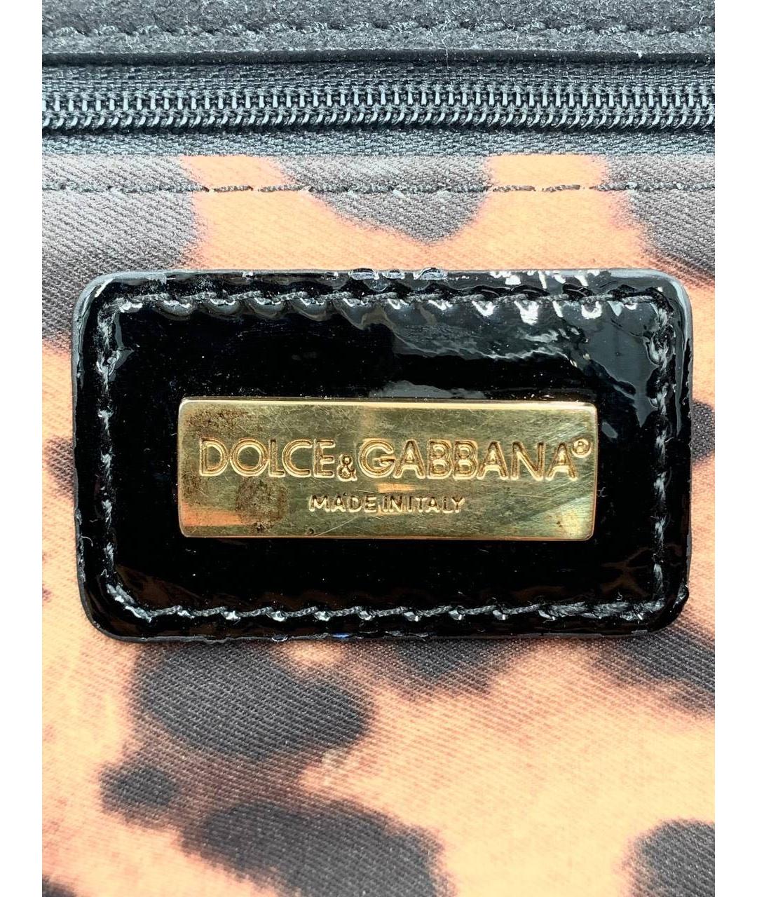 DOLCE&GABBANA Черная сумка через плечо из лакированной кожи, фото 7