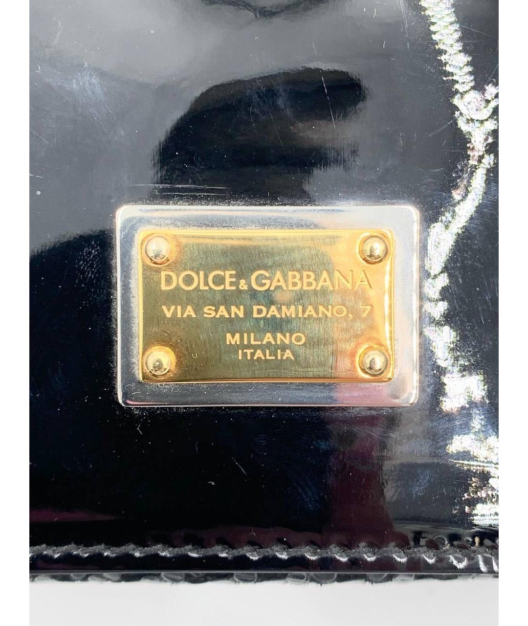 DOLCE&GABBANA Черная сумка через плечо из лакированной кожи, фото 5