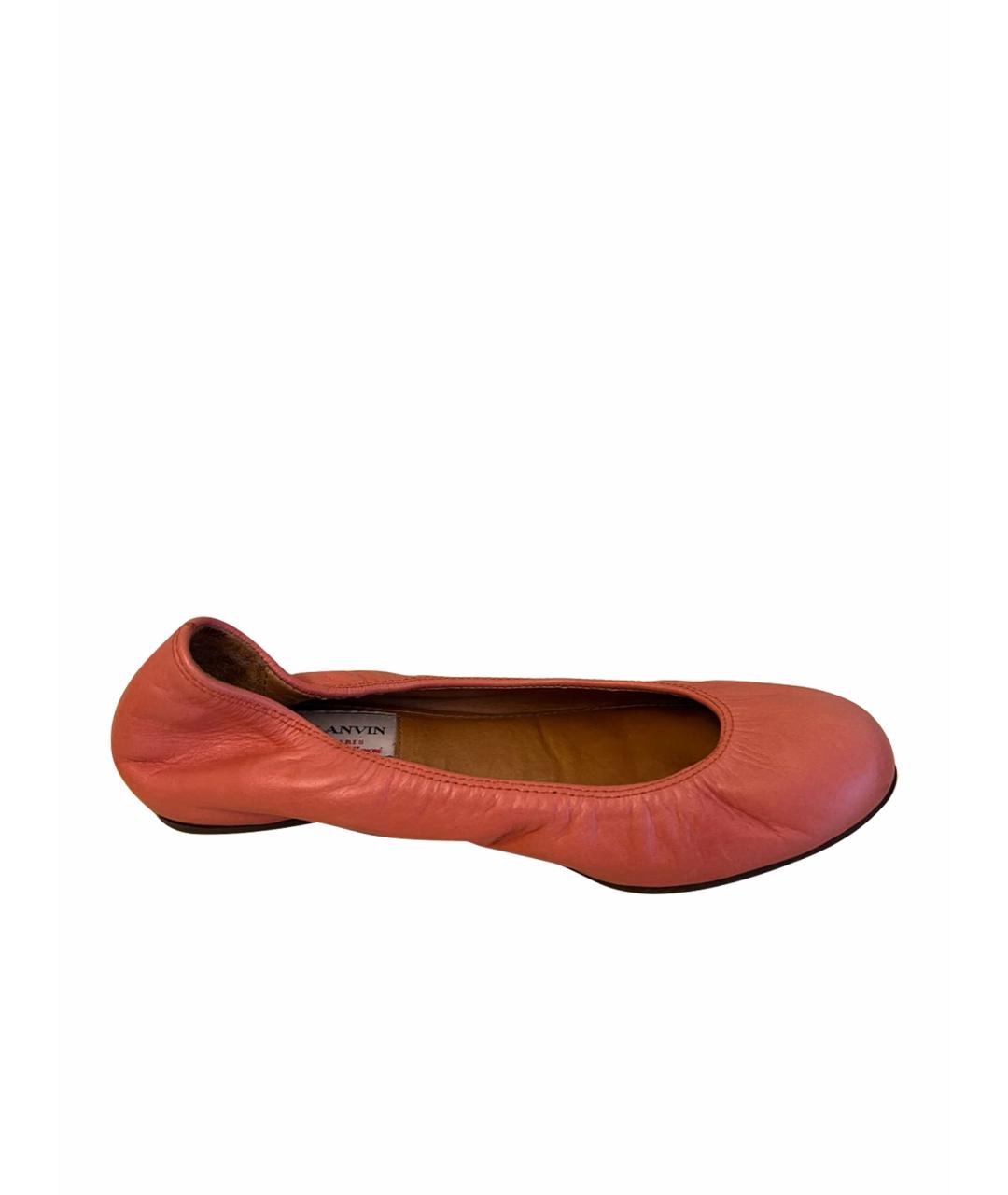 LANVIN Коралловые кожаные балетки, фото 1