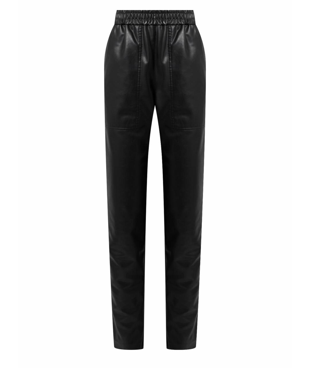 TIBI Черные кожаные прямые брюки, фото 1