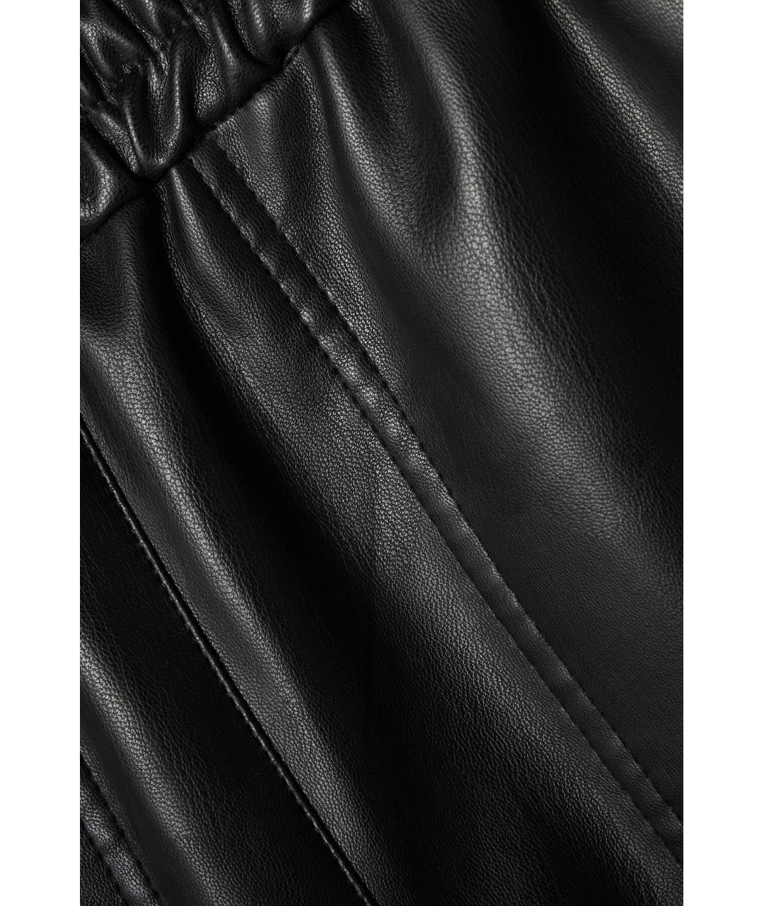 TIBI Черные кожаные прямые брюки, фото 4