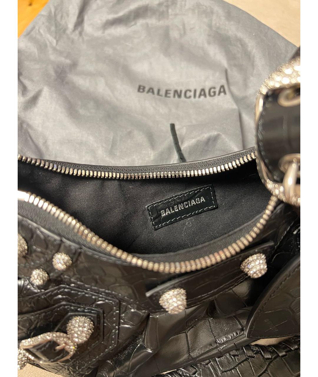 BALENCIAGA Черная кожаная сумка через плечо, фото 4