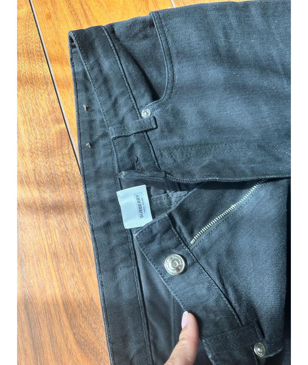 BURBERRY Черные хлопковые прямые джинсы, фото 3