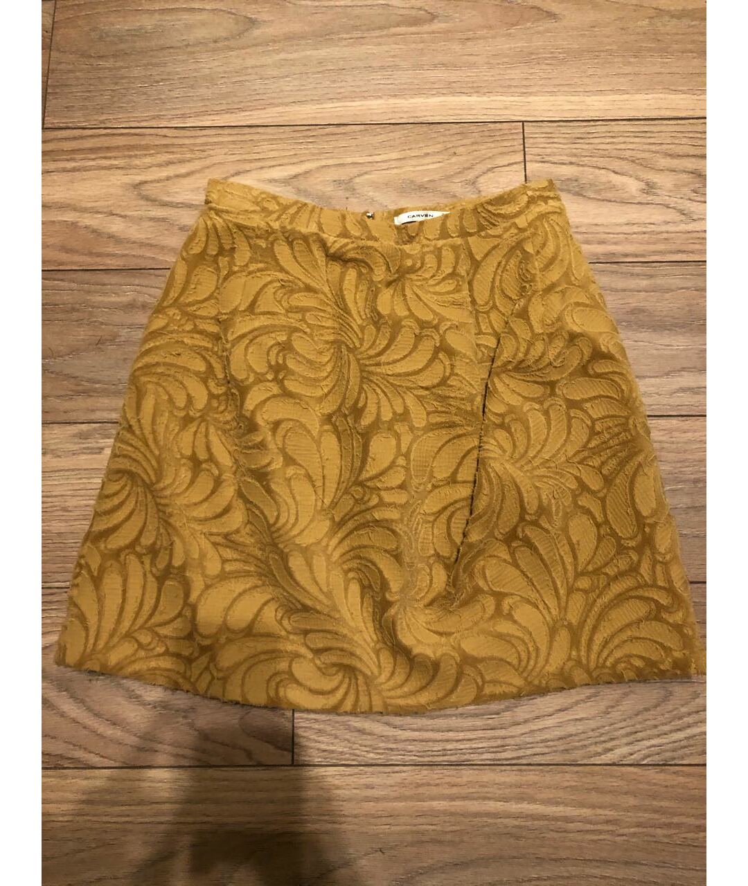 CARVEN Горчичная хлопковая юбка мини, фото 9