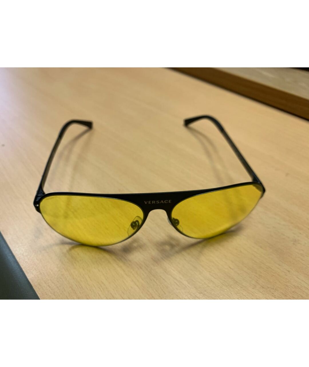 VERSACE Желтые металлические солнцезащитные очки, фото 3