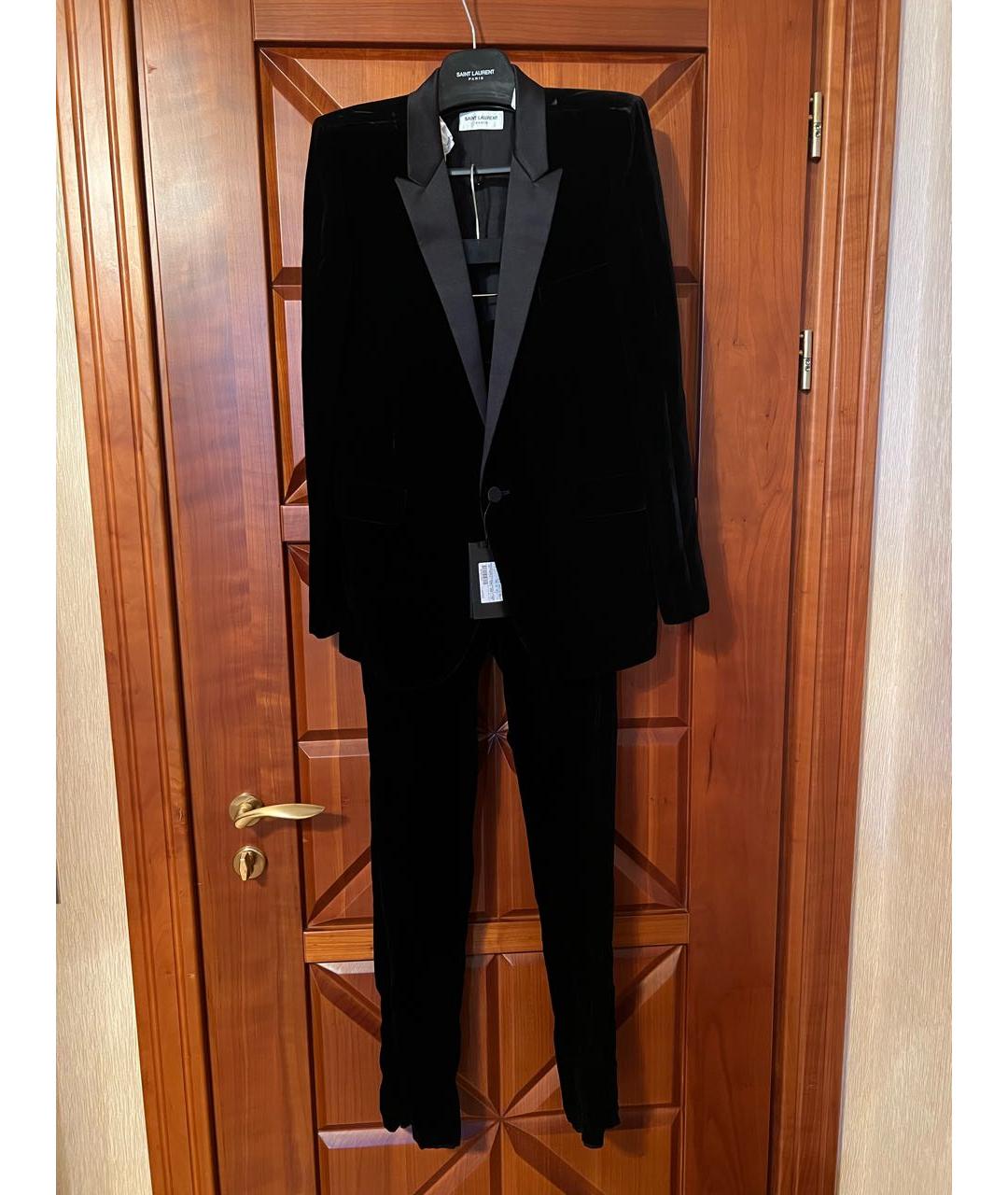 SAINT LAURENT Черный бархатный костюм с брюками, фото 7