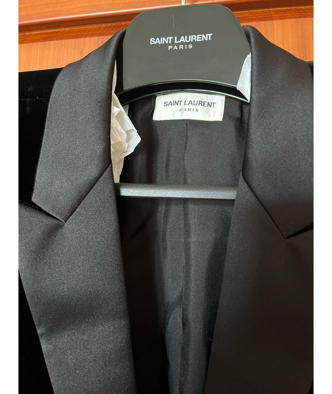 SAINT LAURENT Черный бархатный костюм с брюками, фото 3