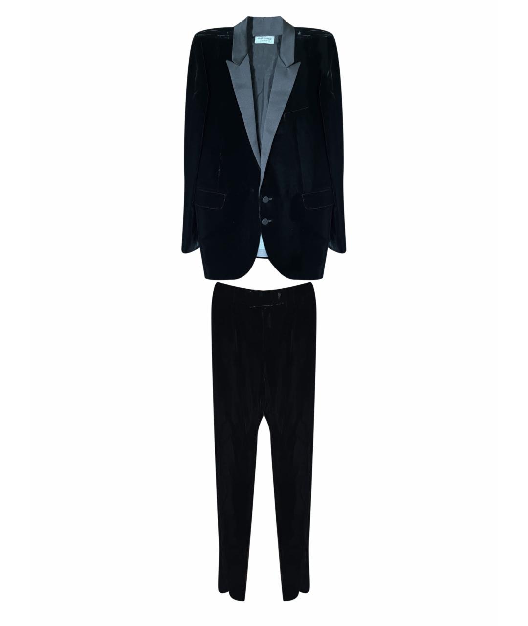 SAINT LAURENT Черный бархатный костюм с брюками, фото 1