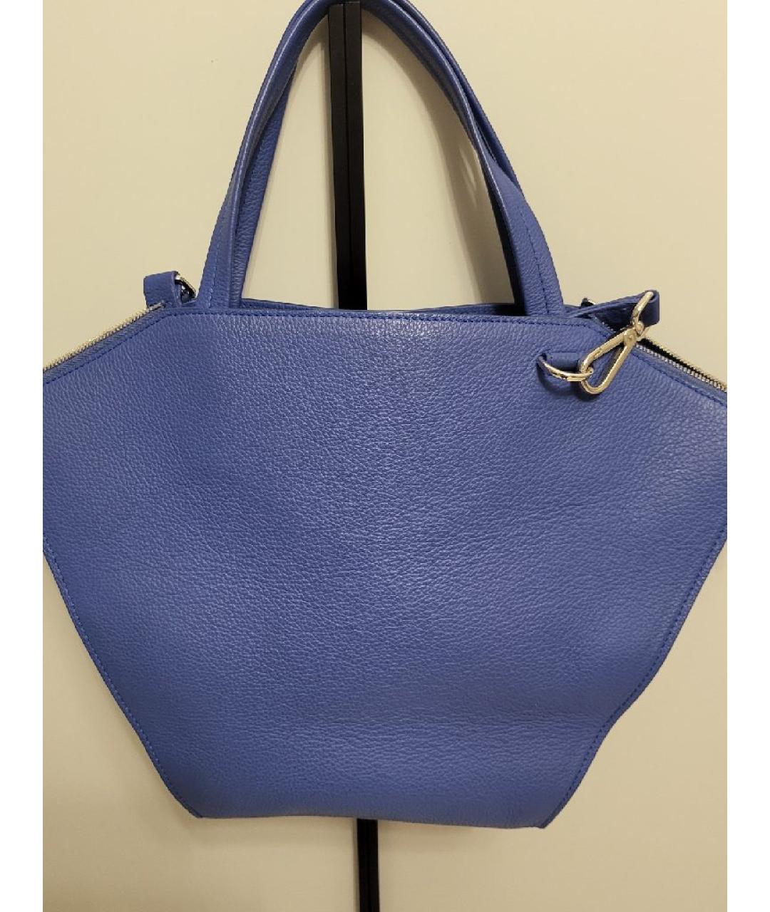 SAVAS Синяя кожаная сумка с короткими ручками, фото 3