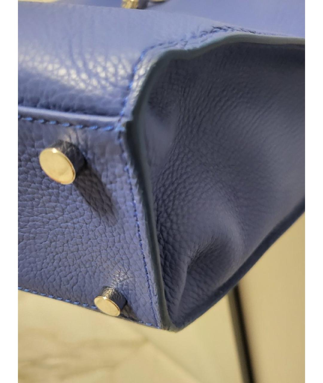 SAVAS Синяя кожаная сумка с короткими ручками, фото 8