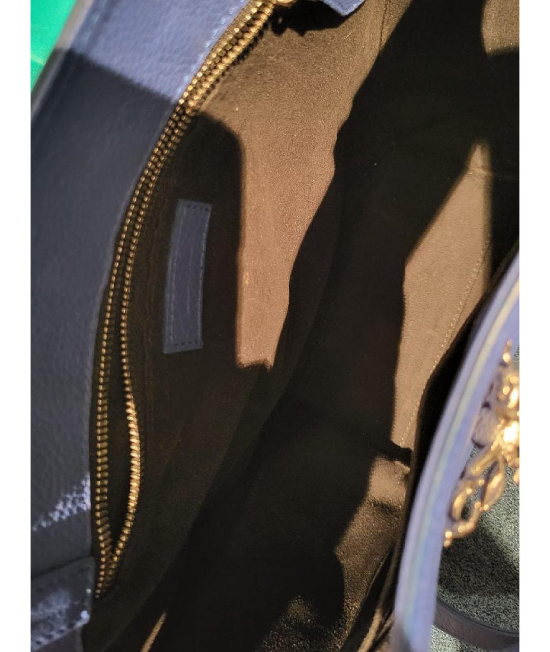 SAVAS Синяя кожаная сумка с короткими ручками, фото 4