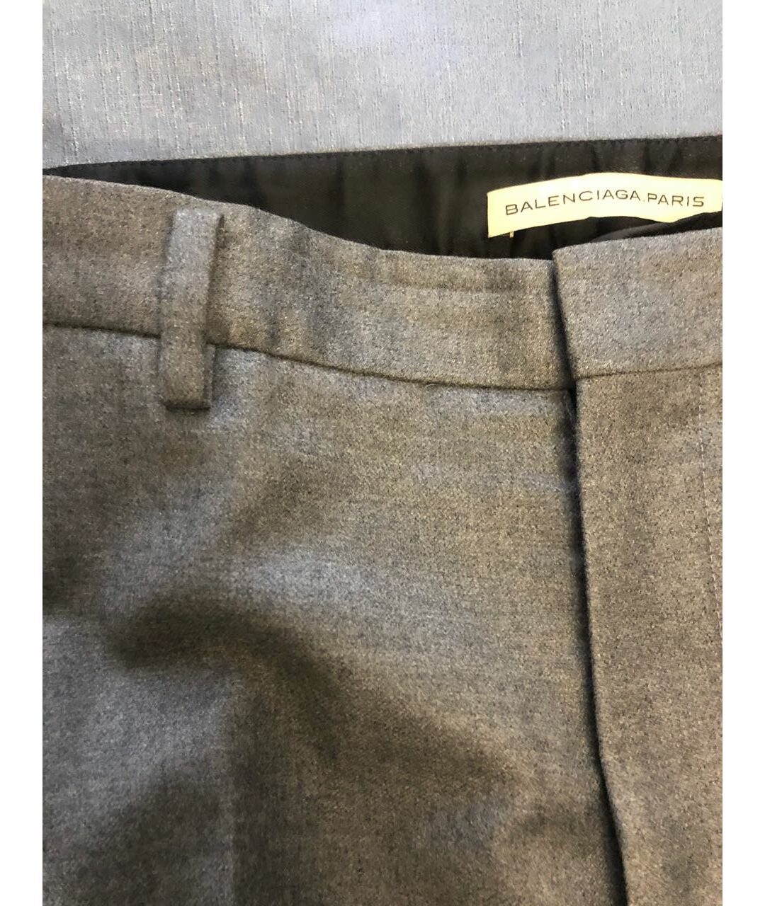 BALENCIAGA Серые шерстяные прямые брюки, фото 4