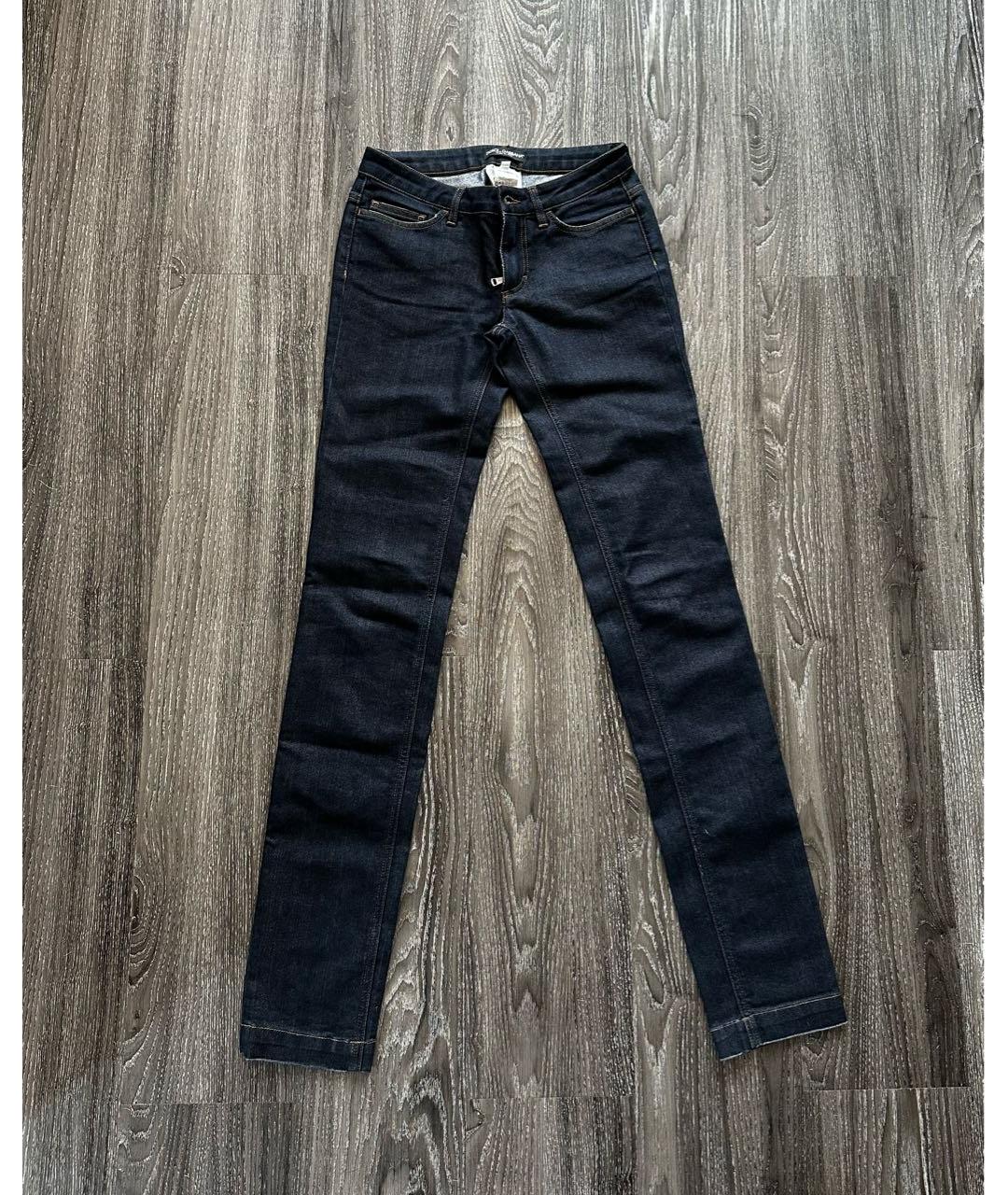 DOLCE&GABBANA Темно-синие хлопко-полиэстеровые прямые джинсы, фото 8