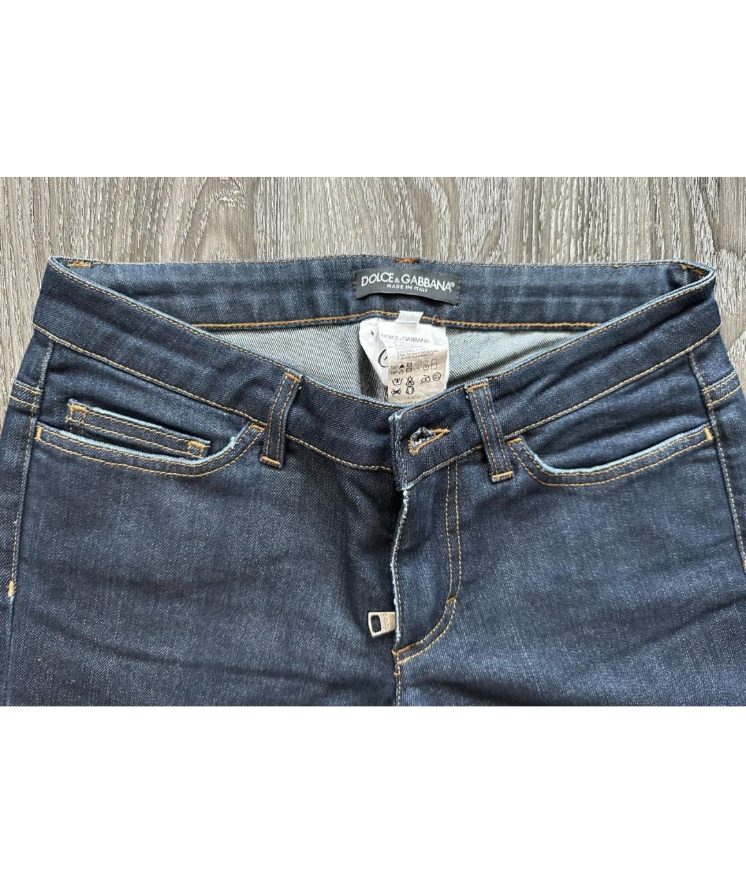DOLCE&GABBANA Темно-синие хлопко-полиэстеровые прямые джинсы, фото 3