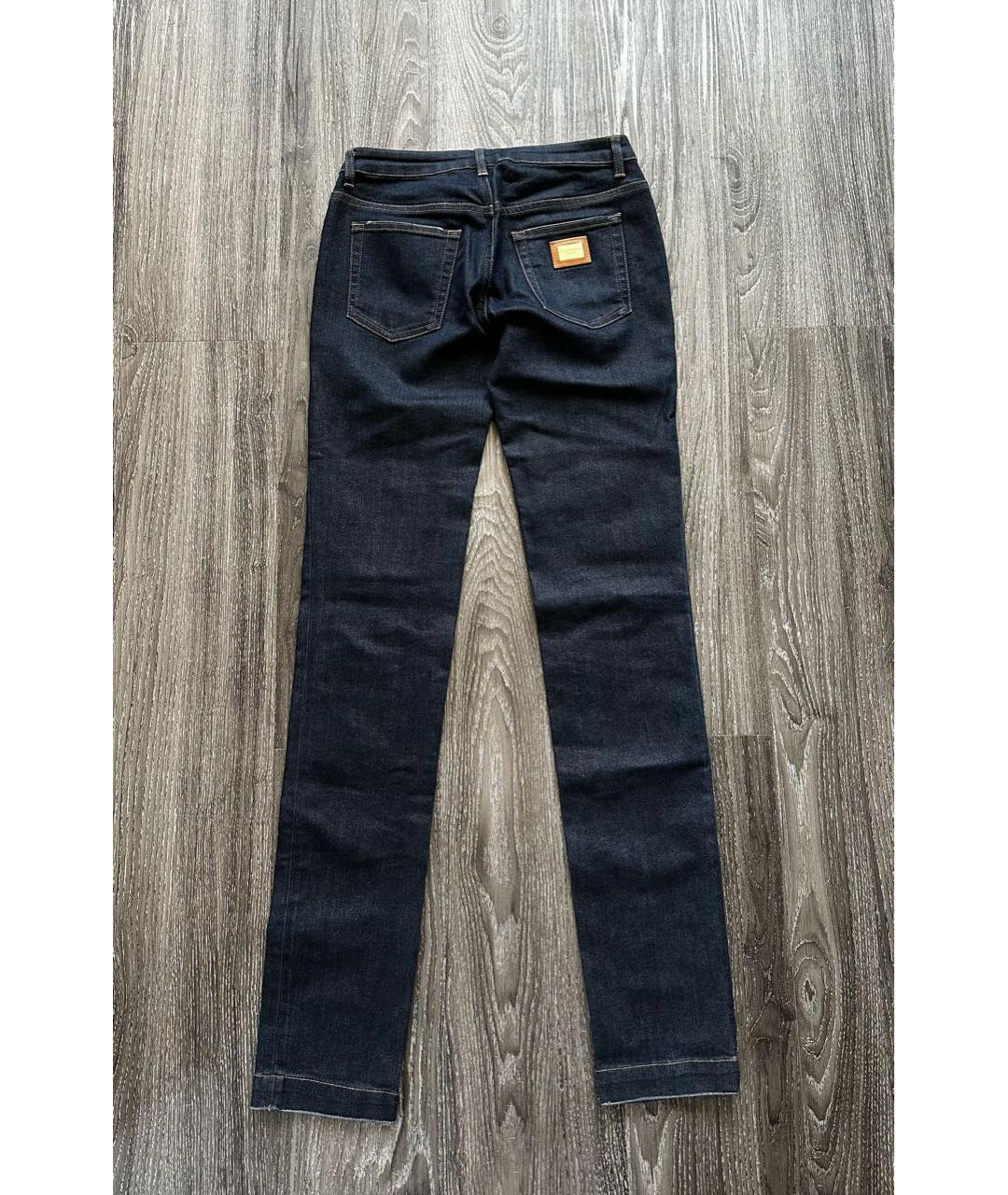 DOLCE&GABBANA Темно-синие хлопко-полиэстеровые прямые джинсы, фото 2