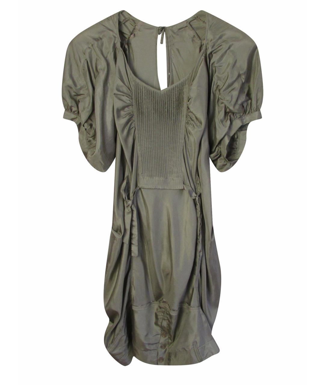 MARITHE FRANCOIS GIRBAUD Бежевое шелковое повседневное платье, фото 1