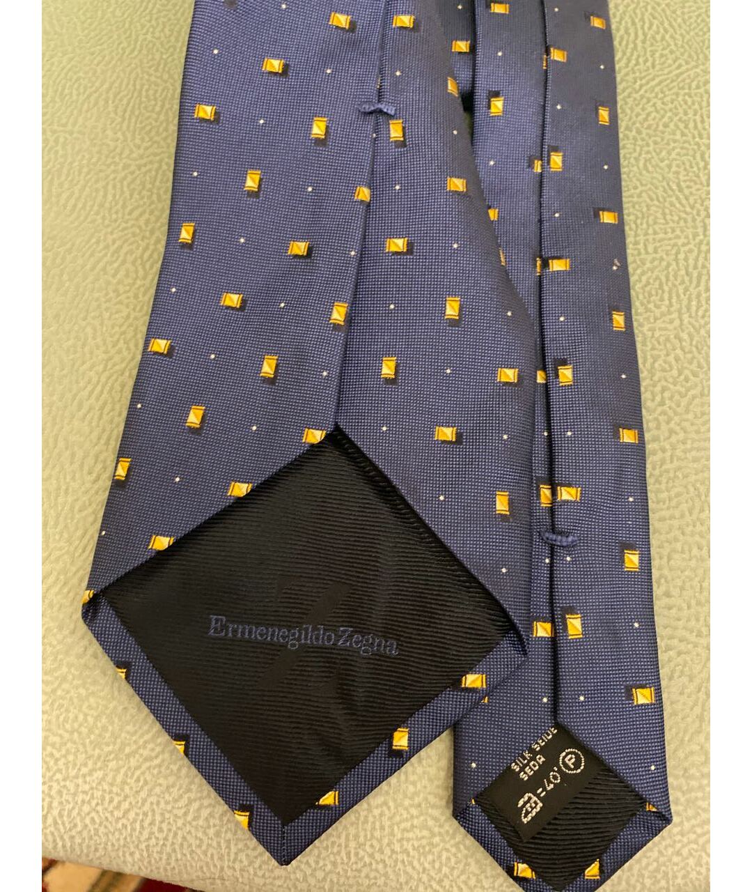 ERMENEGILDO ZEGNA Темно-синий шелковый галстук, фото 3