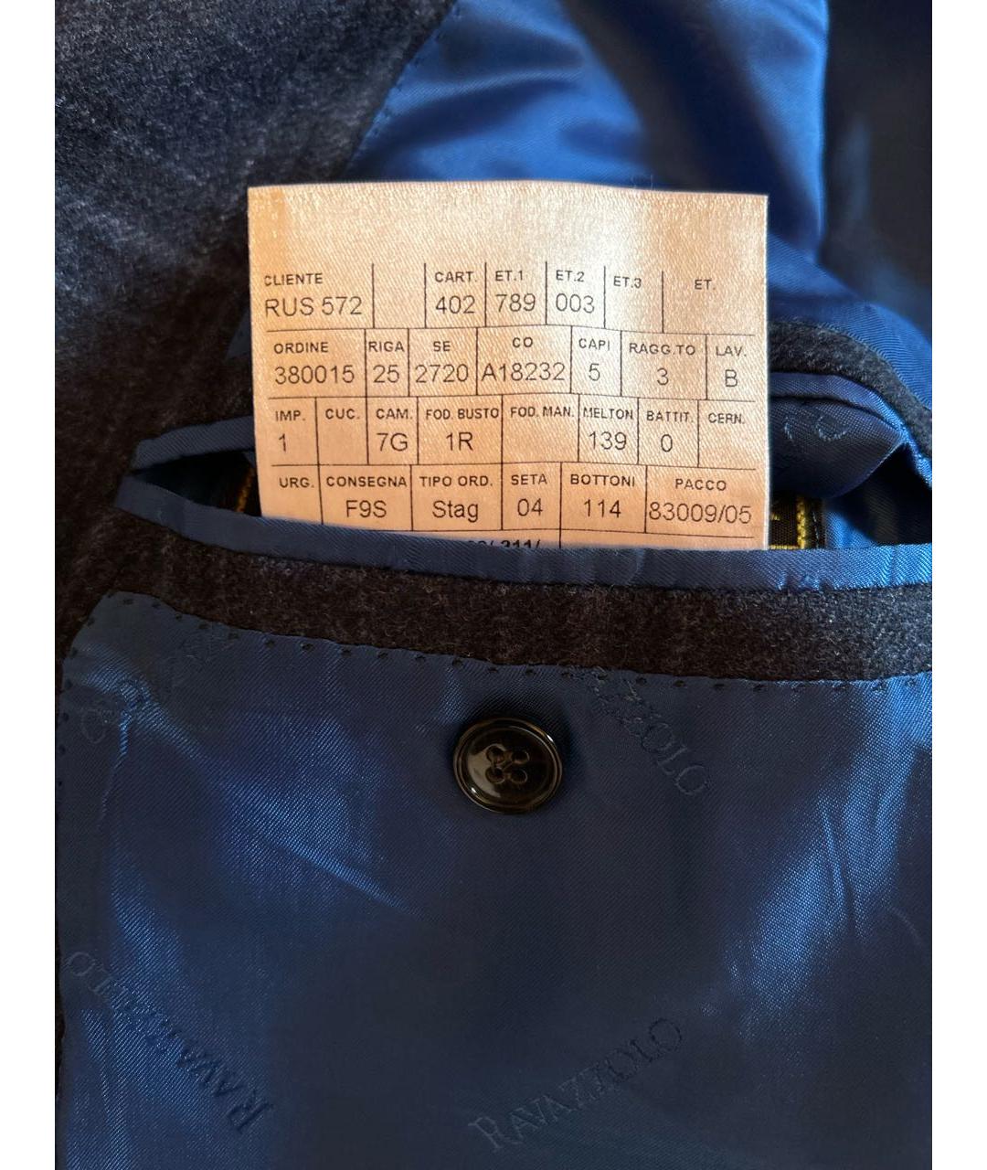 RAVAZZOLO Темно-синий шерстяной пиджак, фото 4