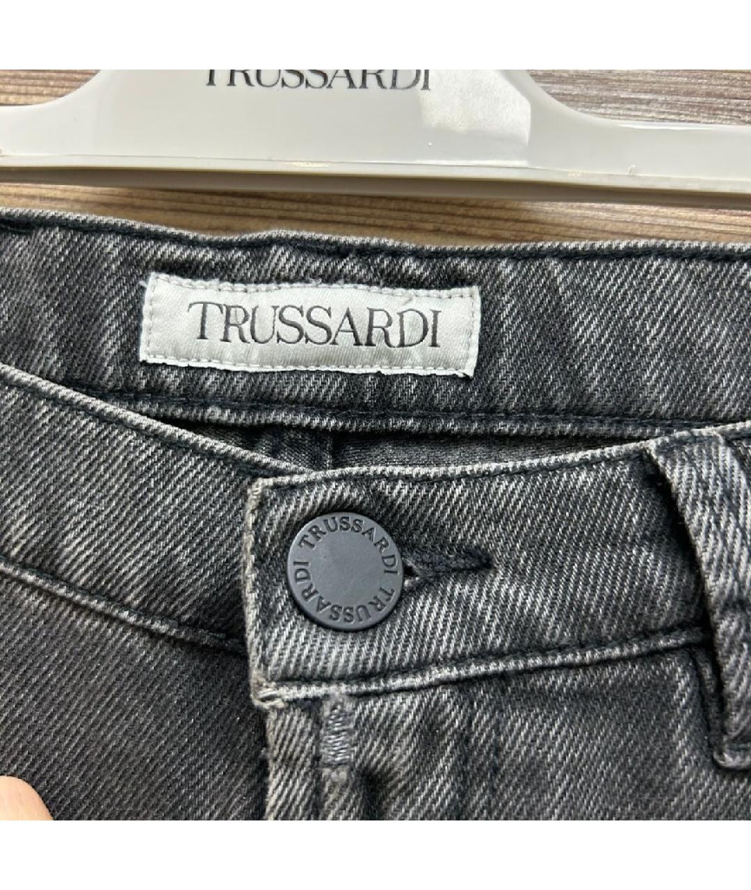 TRUSSARDI Серые хлопковые прямые джинсы, фото 7