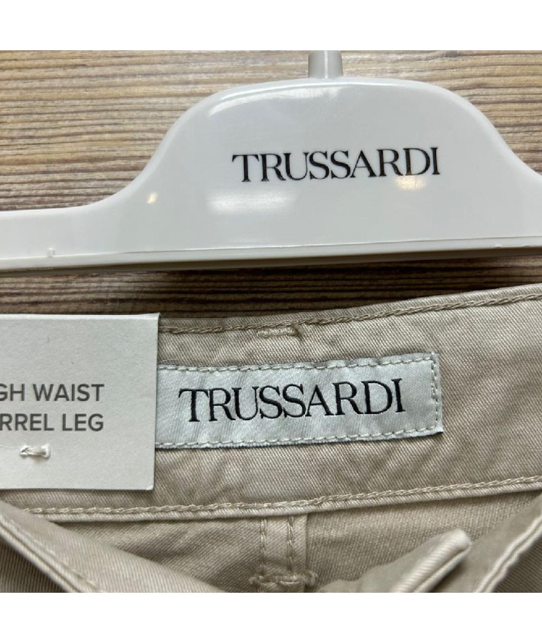 TRUSSARDI Бежевые хлопковые прямые джинсы, фото 2