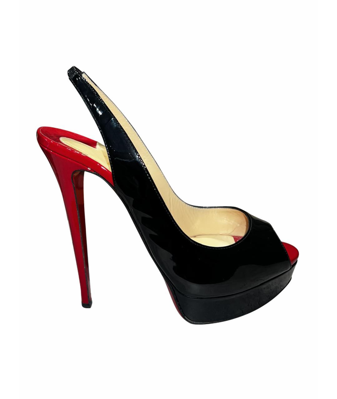 CHRISTIAN LOUBOUTIN Черные босоножки из лакированной кожи, фото 1