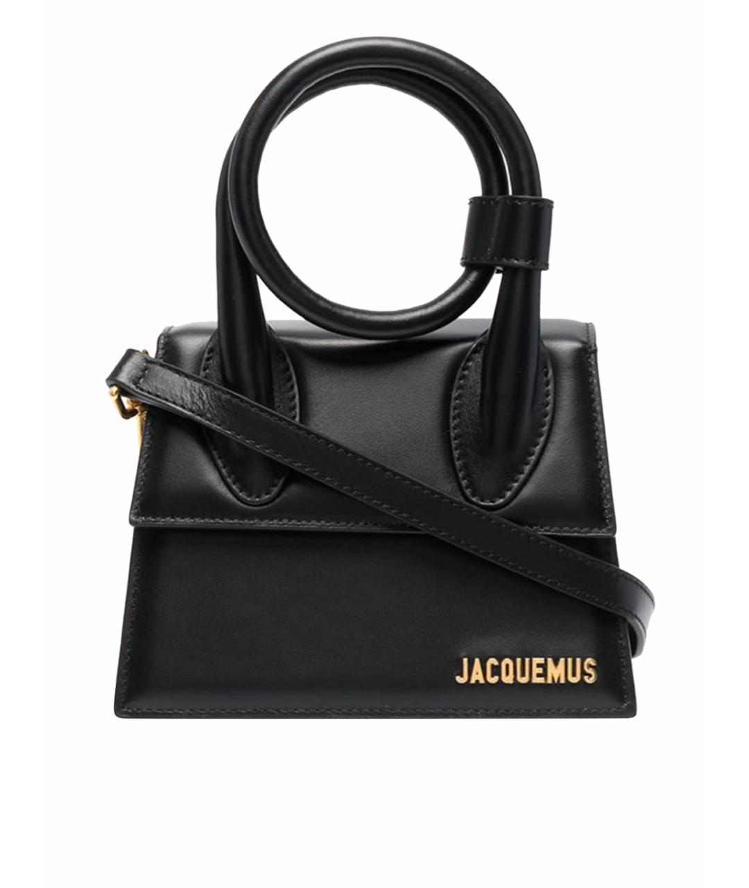 JACQUEMUS Черная кожаная сумка с короткими ручками, фото 1