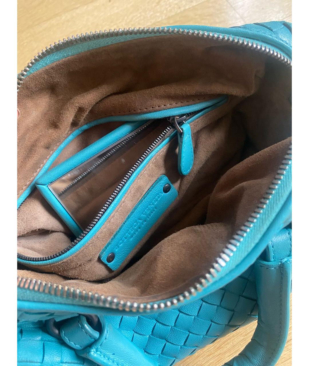 BOTTEGA VENETA Бирюзовая кожаная сумка с короткими ручками, фото 4