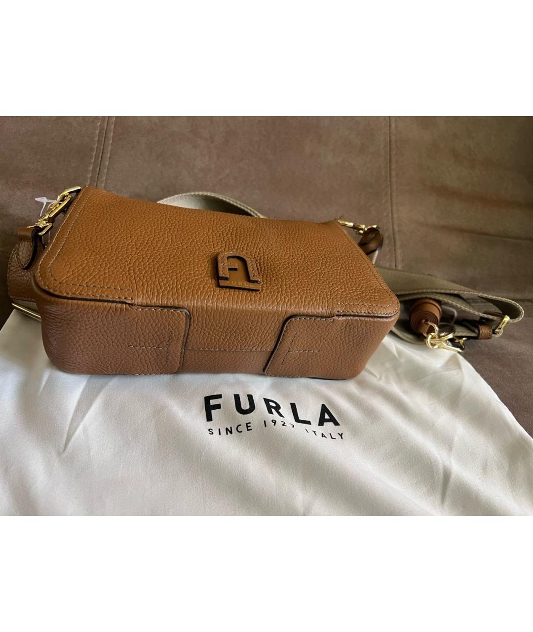 FURLA Коричневая кожаная сумка через плечо, фото 2