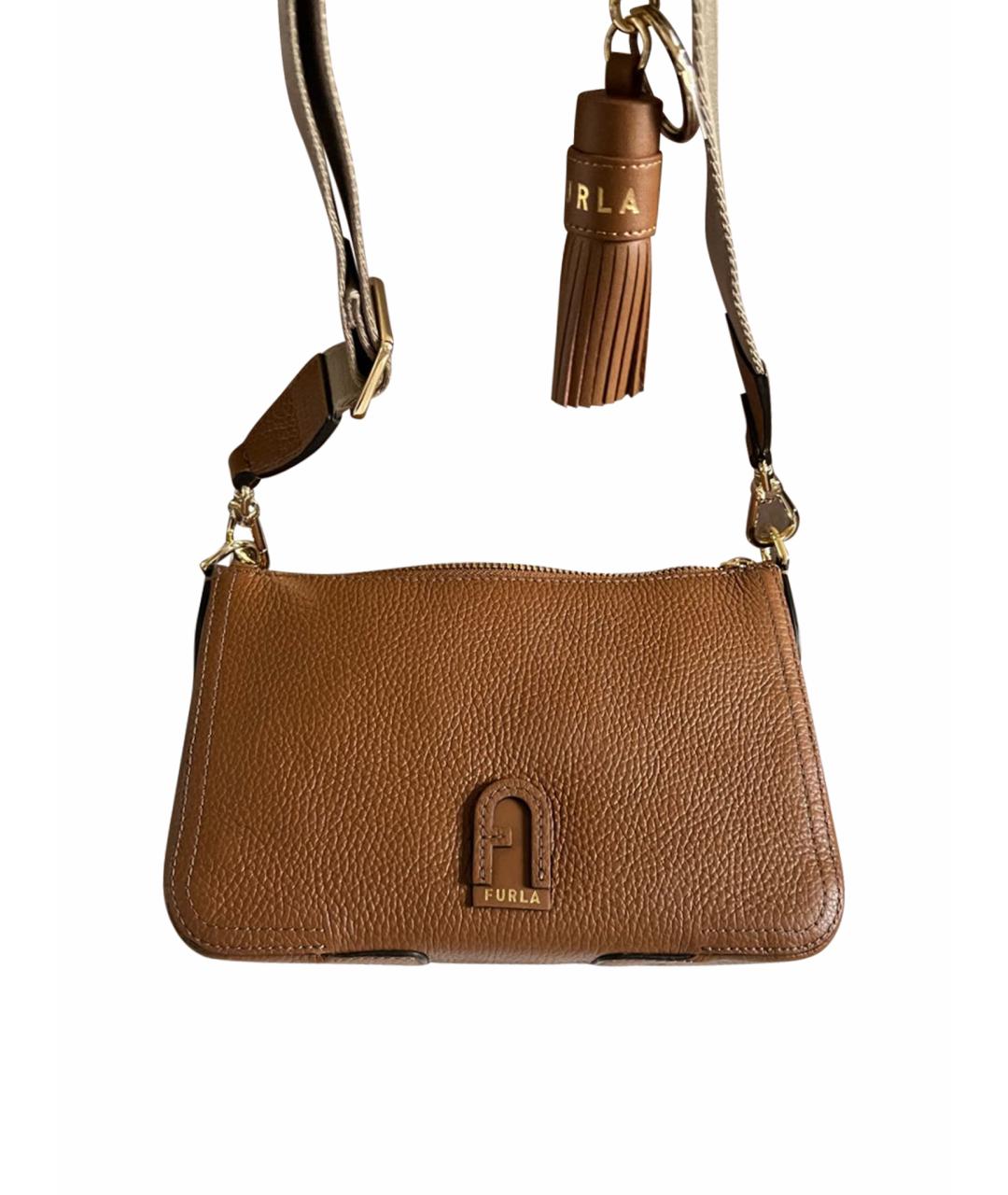 FURLA Коричневая кожаная сумка через плечо, фото 1