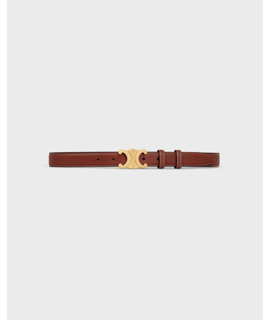 CELINE Коричневый кожаный ремень, фото 7