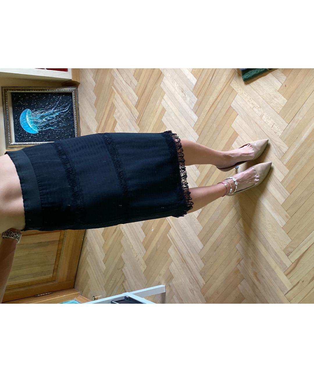 BLUMARINE Черная шелковая юбка миди, фото 5