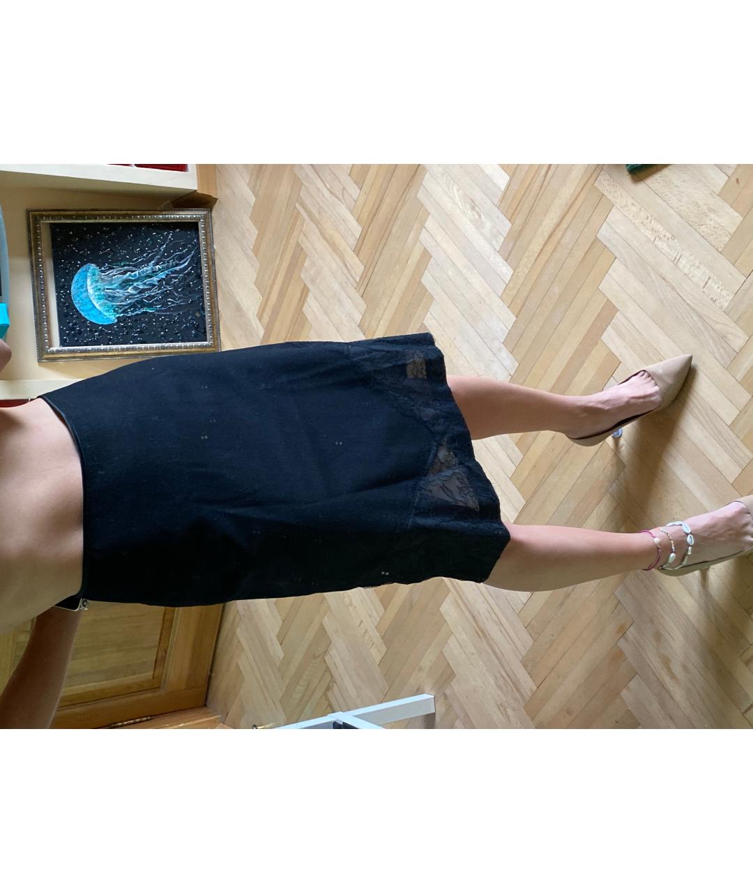 PACO RABANNE Черная шерстяная юбка миди, фото 5