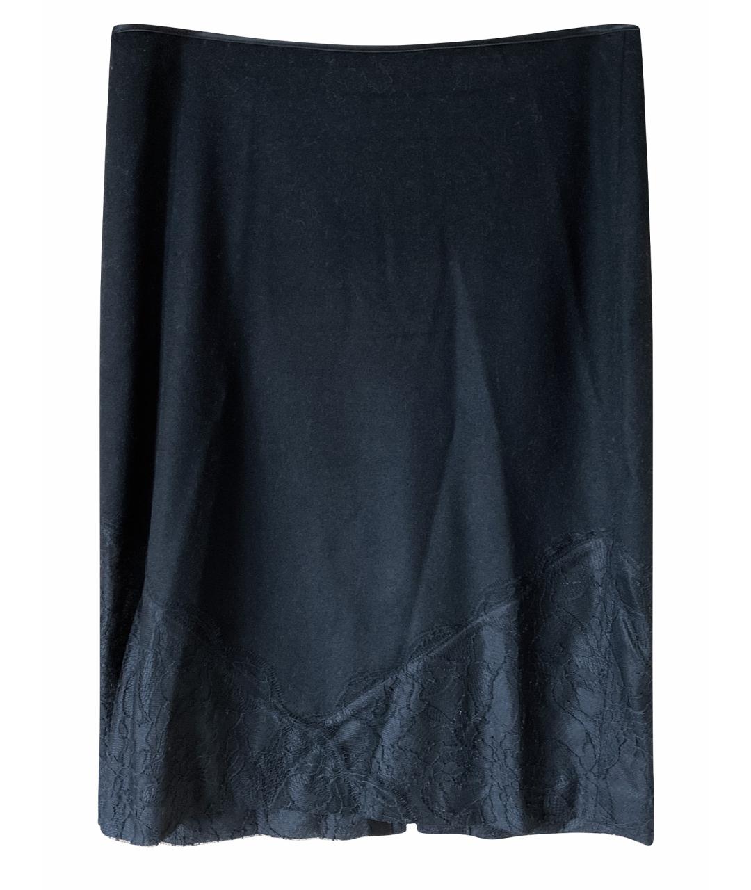PACO RABANNE Черная шерстяная юбка миди, фото 1