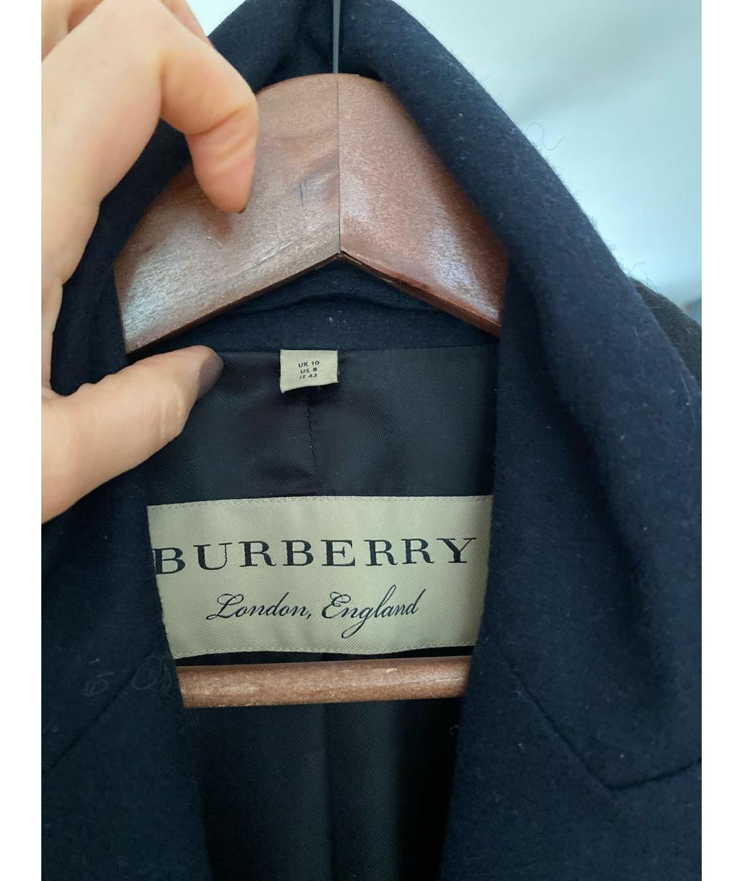 BURBERRY Темно-синее шерстяное пальто, фото 3