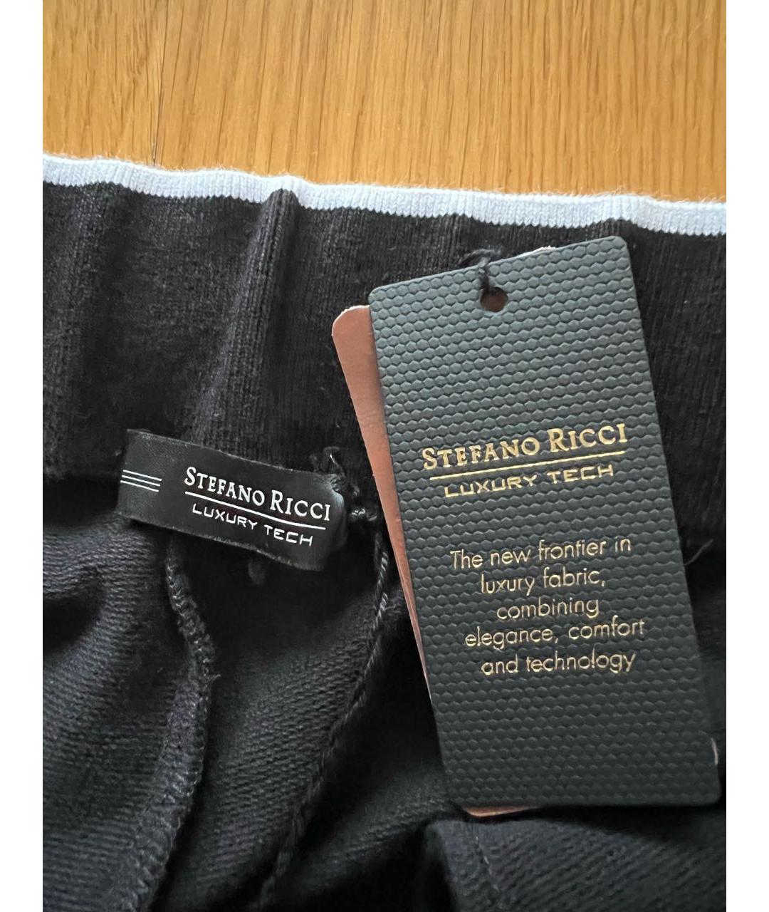 STEFANO RICCI Черные хлопко-эластановые повседневные брюки, фото 3