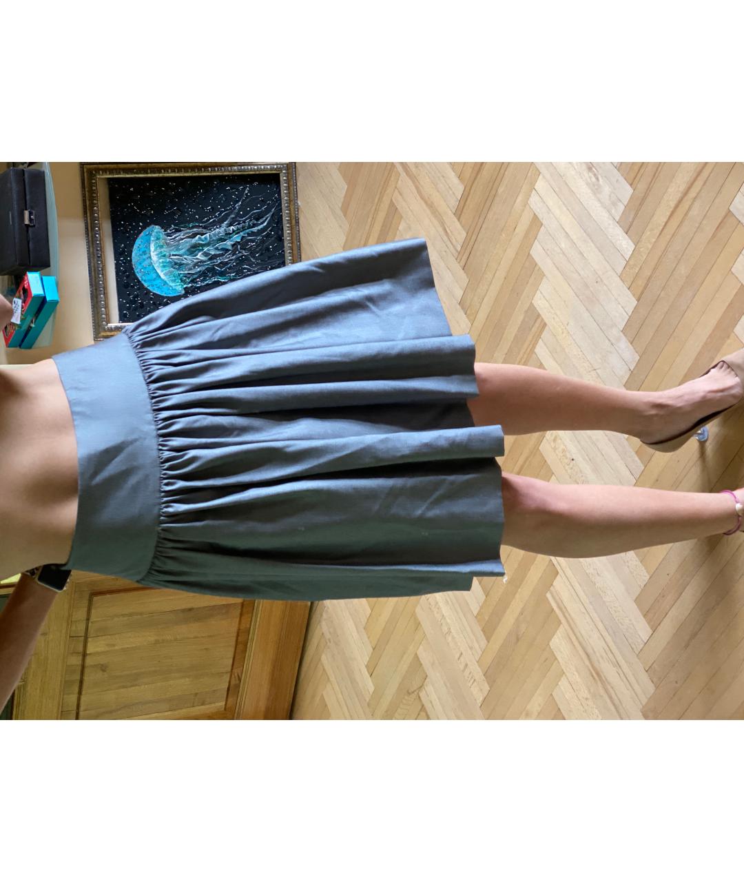 ESCADA Серая шерстяная юбка мини, фото 5