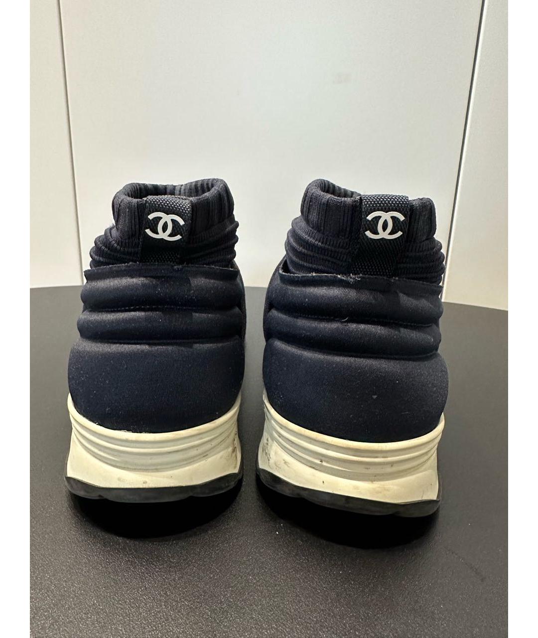 CHANEL PRE-OWNED Темно-синие неопреновые кроссовки, фото 4