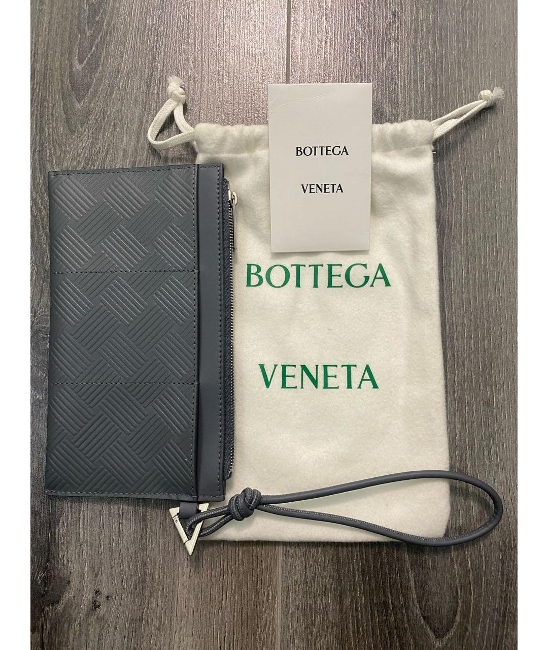 BOTTEGA VENETA Серый кожаный кошелек, фото 4