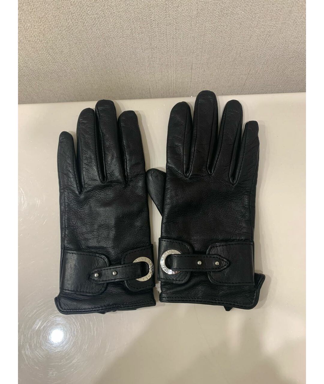 RALPH LAUREN Черные кожаные перчатки, фото 6