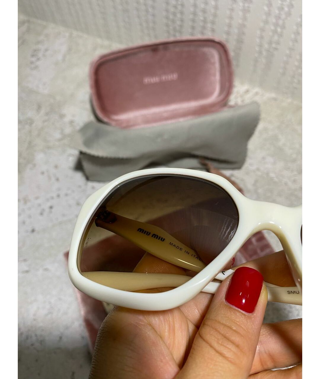 MIU MIU Белые пластиковые солнцезащитные очки, фото 3