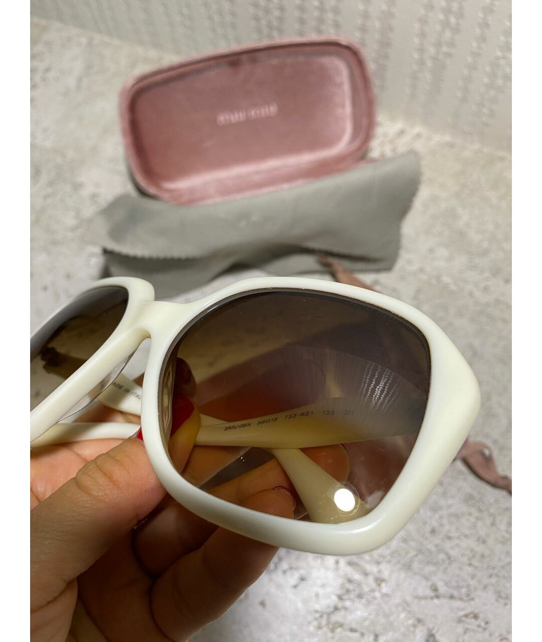 MIU MIU Белые пластиковые солнцезащитные очки, фото 4