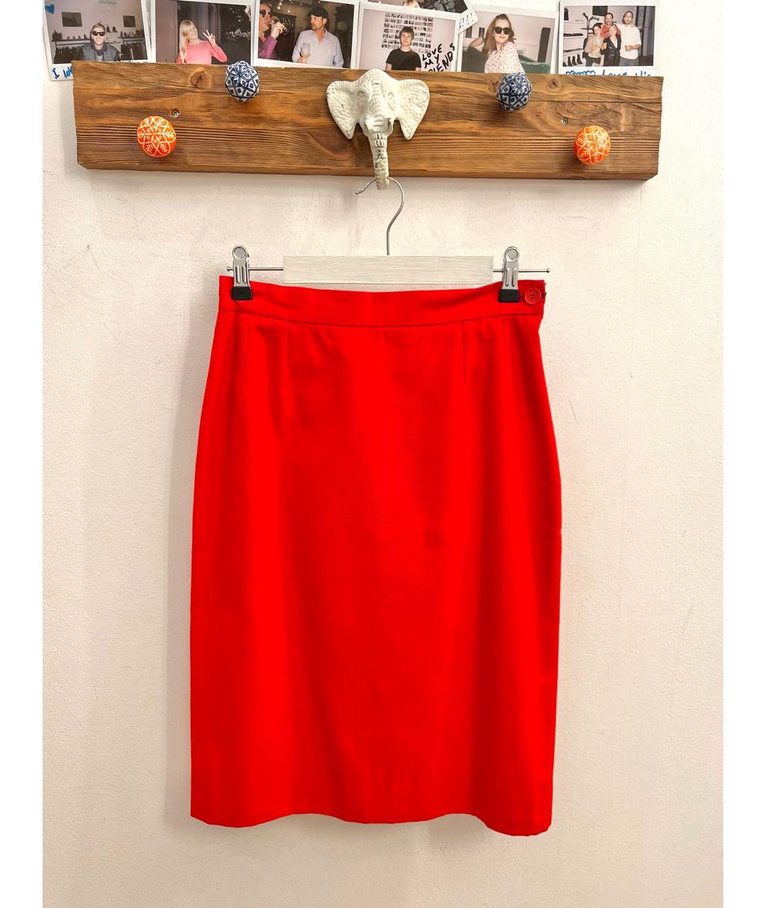 YVES SAINT LAURENT VINTAGE Красная хлопковая юбка миди, фото 5