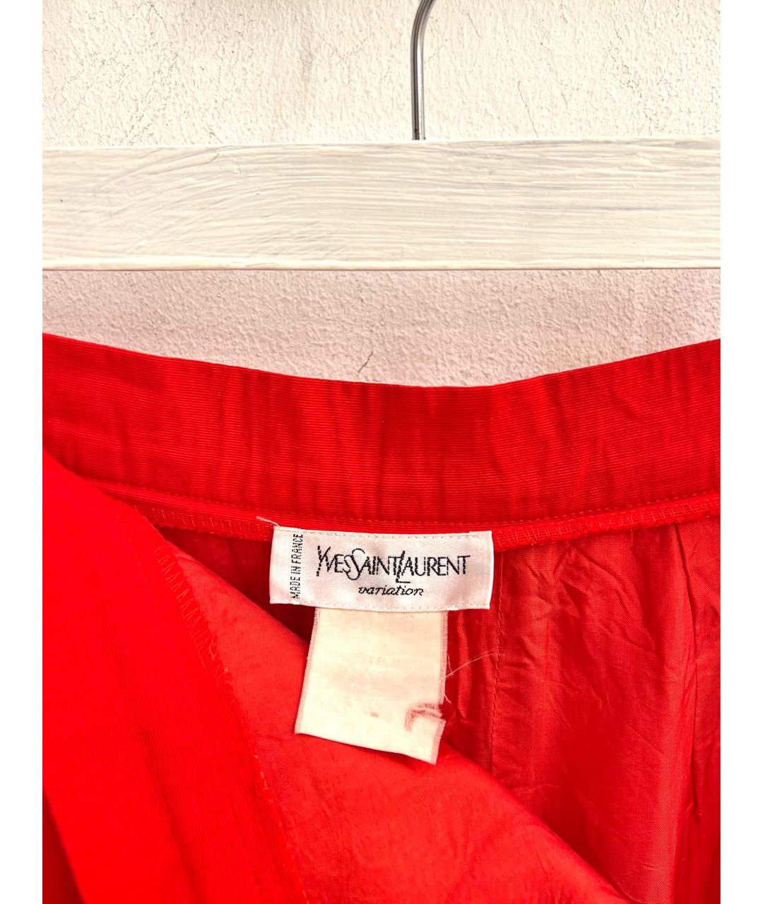 YVES SAINT LAURENT VINTAGE Красная хлопковая юбка миди, фото 2