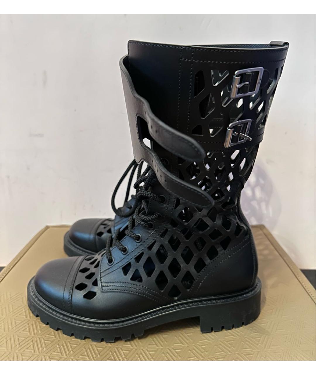 CHRISTIAN DIOR Черные кожаные сапоги, фото 3