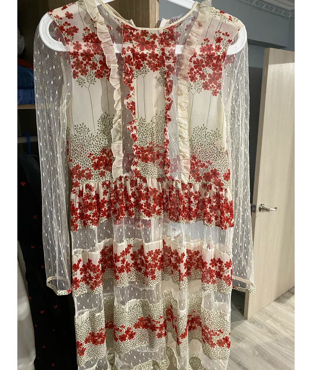 RED VALENTINO Бежевое шифоновое платье, фото 2