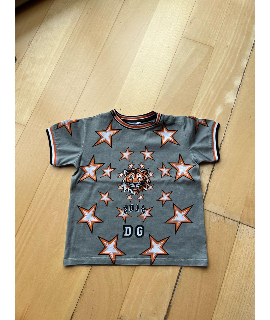 DOLCE & GABBANA KIDS Серая хлопковая детская футболка, фото 7