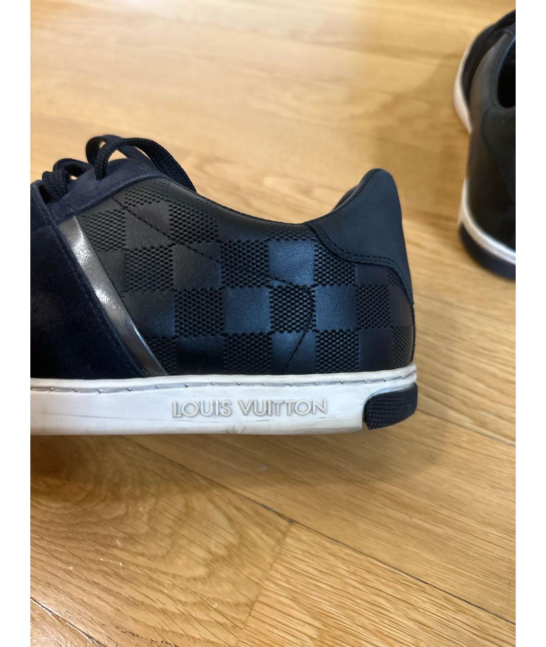 LOUIS VUITTON Темно-синие нубуковые низкие кроссовки / кеды, фото 5